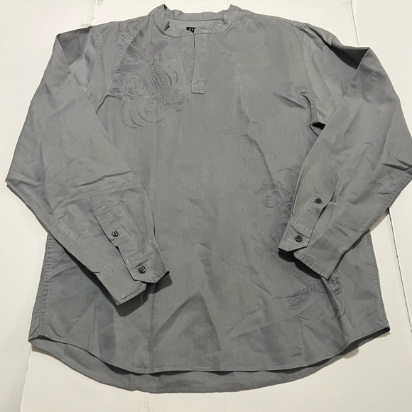 Structure | Linen Blend Embroidery Long Sleeve Shirt - Picture 2 of 4